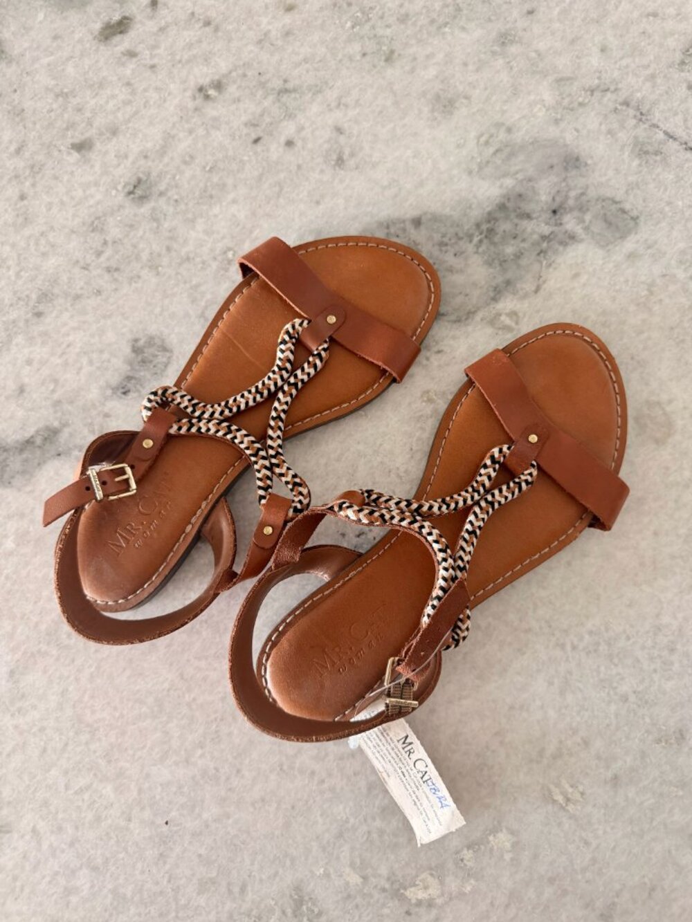 Mr. Cat Brazilian Brown Leather Sandals NWT